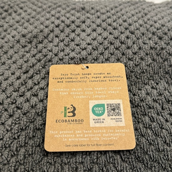 2pc ECOEXISTENCE Bamboo Zero Twist Loops Bath Towel Set - Moltenlead - Dark Gray - Picture 3 of 3